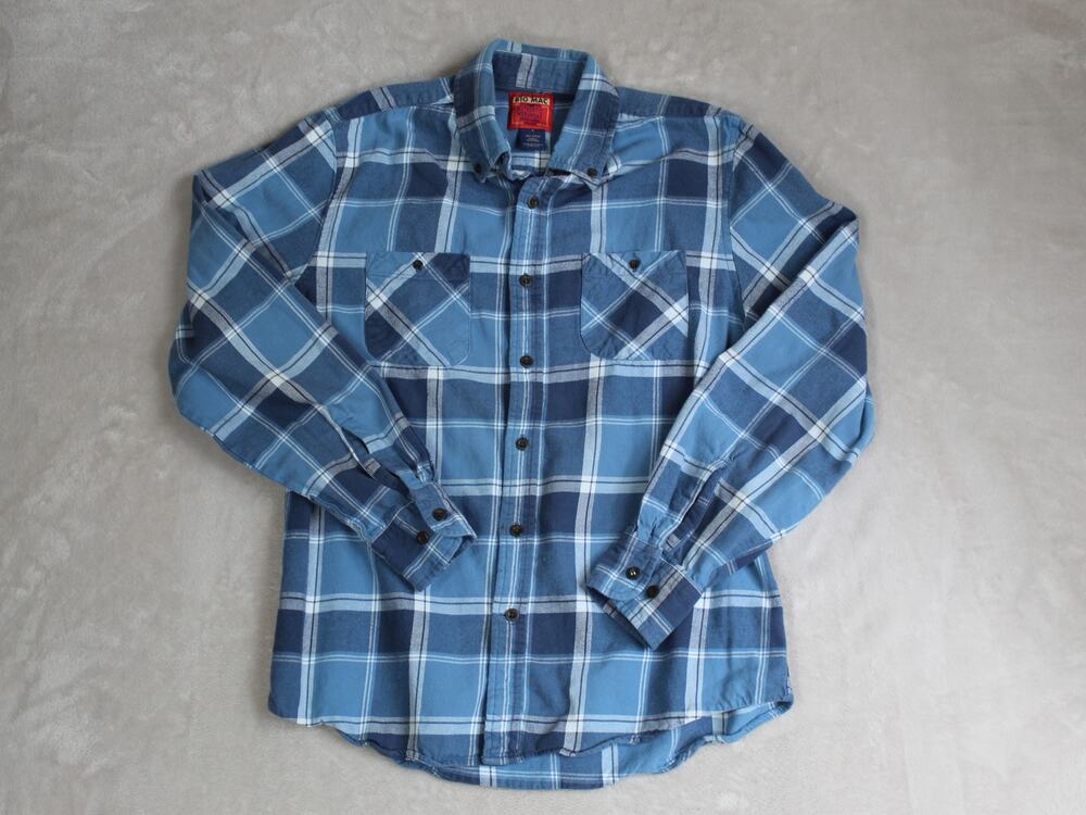Big Mac Flannel Shirt Mens Small Blue Plaid Workwear Grunge Indie JCPenney Y2K